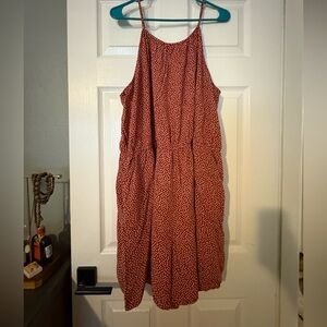 Old Navy Red and White Midi Dress